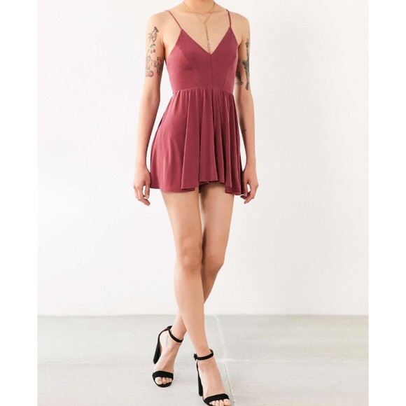 silence + noise Pants - Urban Outfitters Silence + Noise Red Romper LG
